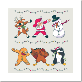 Dabbing Holiday Characters | Santa Rudolph Frosty Christmas Posters and Art